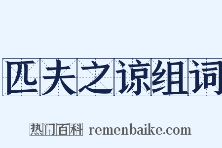 匹夫之谅组词是什么意思的图片